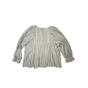 Elizabeth and James Striped Cotton Pintuck Peasant Blouse XL